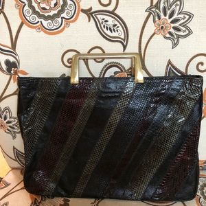 Vintage Varon real snake skin leather clutch